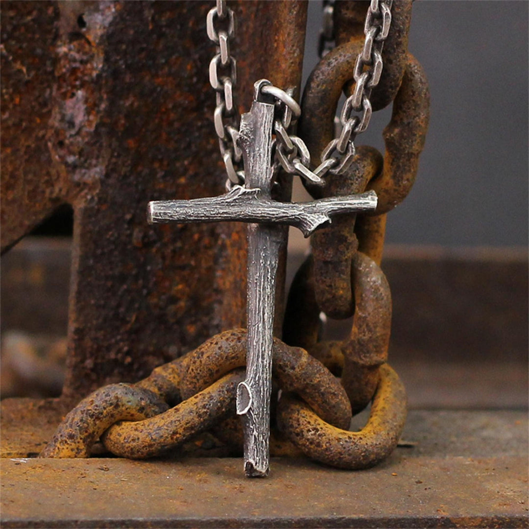 FREE Today: Vintage Metal Twig Cross Pendant Dark Aesthetic Goth Necklace - image 2