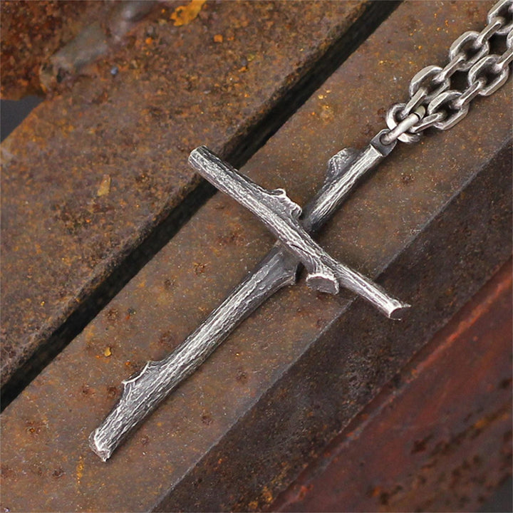 FREE Today: Vintage Metal Twig Cross Pendant Dark Aesthetic Goth Necklace - image 8