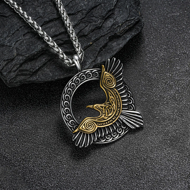 FREE Today: Nordic Men's Vintage Viking Odin Crow Titanium Steel Pendant Necklace - image 1