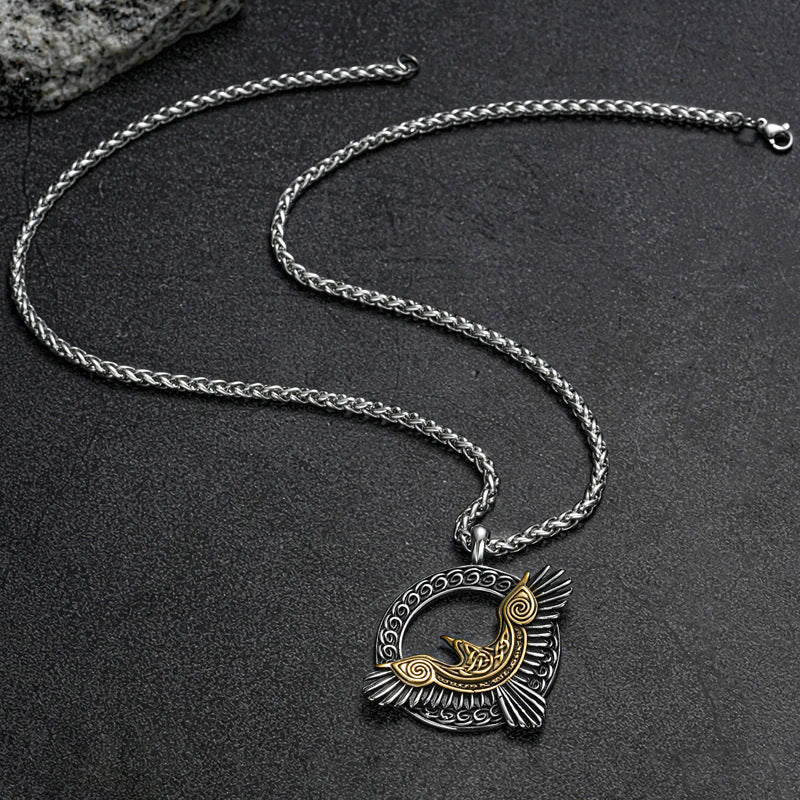 FREE Today: Nordic Men's Vintage Viking Odin Crow Titanium Steel Pendant Necklace - image 2