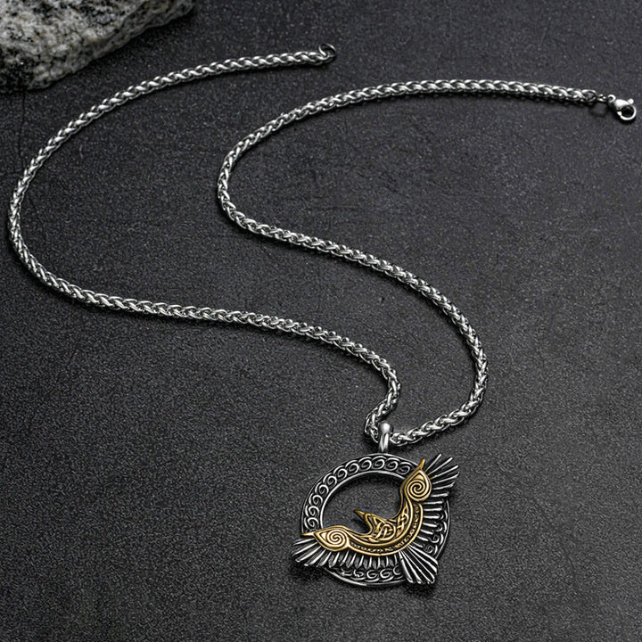 FREE Today: Nordic Men's Vintage Viking Odin Crow Titanium Steel Pendant Necklace - image 2