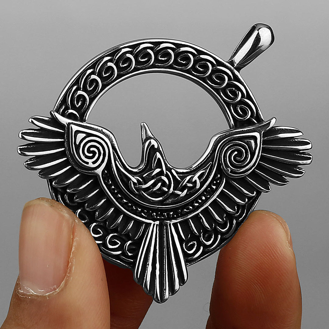 FREE Today: Nordic Men's Vintage Viking Odin Crow Titanium Steel Pendant Necklace - Silver - image 6