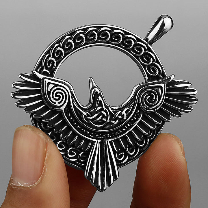 FREE Today: Nordic Men's Vintage Viking Odin Crow Titanium Steel Pendant Necklace - Silver - image 6