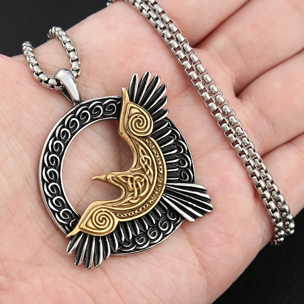FREE Today: Nordic Men's Vintage Viking Odin Crow Titanium Steel Pendant Necklace - image 5