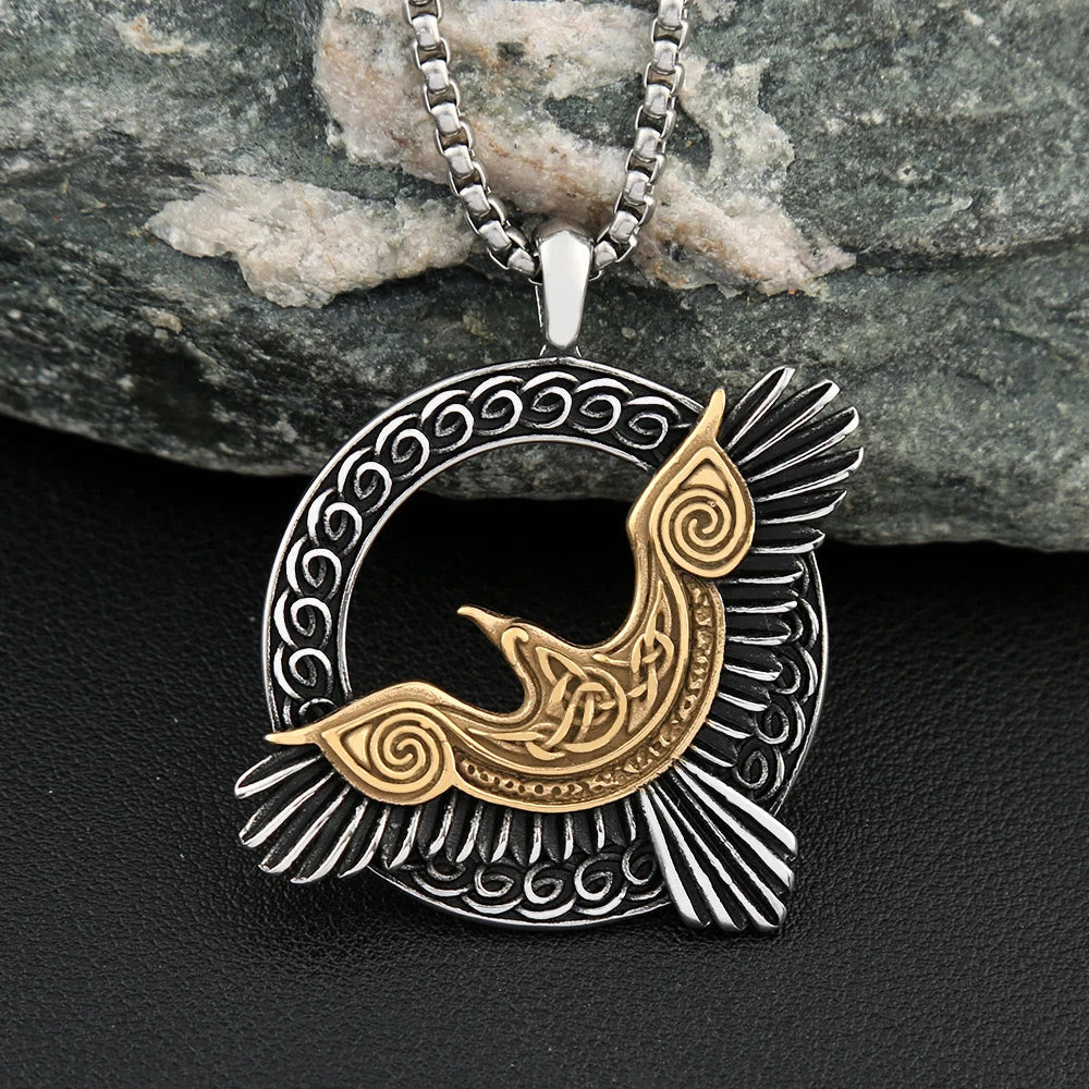 FREE Today: Nordic Men's Vintage Viking Odin Crow Titanium Steel Pendant Necklace - image 4
