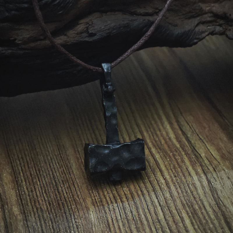 FREE Today: Viking Thor Hammer Pendant Men's Necklace – Rustic Iron Amulet with Cord - image 10