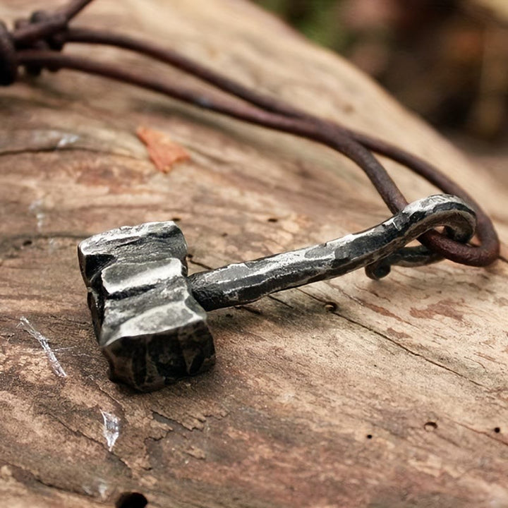FREE Today: Viking Thor Hammer Pendant Men's Necklace – Rustic Iron Amulet with Cord - image 5