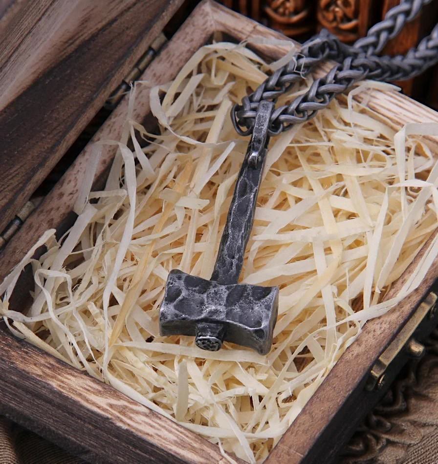 FREE Today: Viking Thor Hammer Pendant Men's Necklace – Rustic Iron Amulet with Cord - image 1