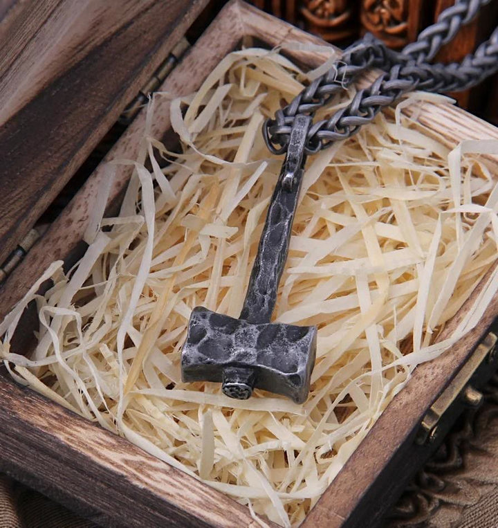 FREE Today: Viking Thor Hammer Pendant Men's Necklace – Rustic Iron Amulet with Cord - image 1