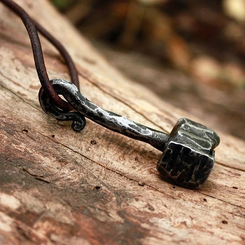 FREE Today: Viking Thor Hammer Pendant Men's Necklace – Rustic Iron Amulet with Cord - image 4