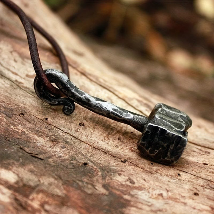 FREE Today: Viking Thor Hammer Pendant Men's Necklace – Rustic Iron Amulet with Cord - image 4