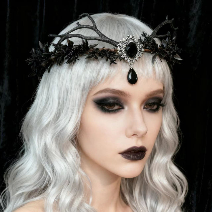FREE Today: Goddess of Death Hela - Norsemythology Gothic Raven Skull Black Elf Flower Headband Crown - image 9