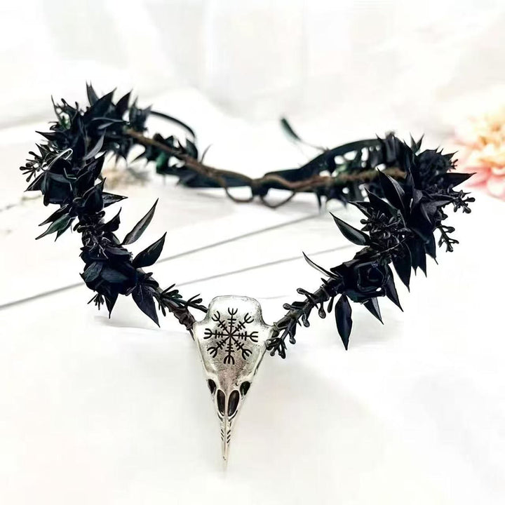 FREE Today: Goddess of Death Hela - Norsemythology Gothic Raven Skull Black Elf Flower Headband Crown - image 3