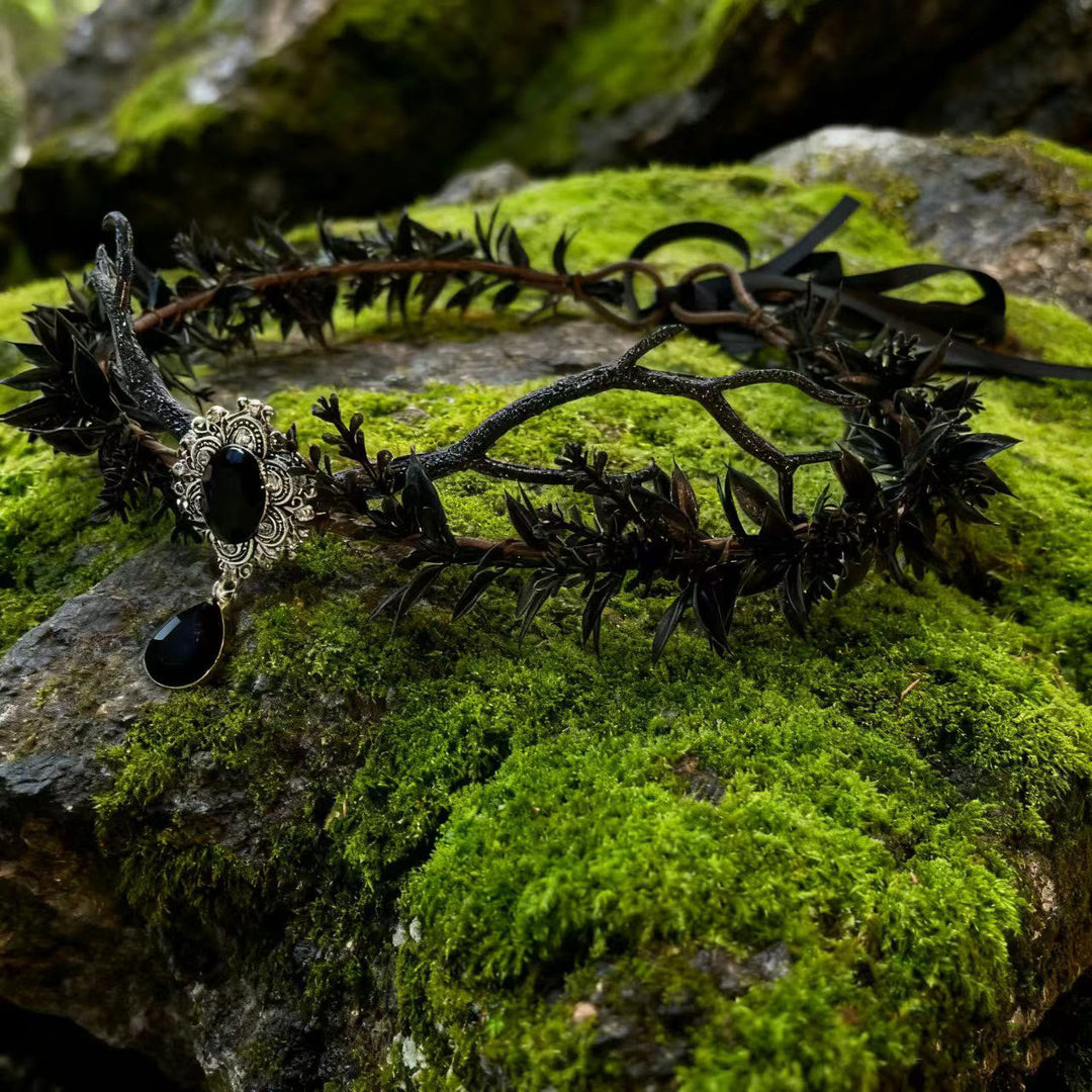 FREE Today: Goddess of Death Hela - Norsemythology Gothic Raven Skull Black Elf Flower Headband Crown - Deer Antler - image 8
