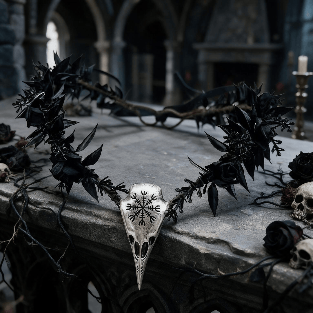 FREE Today: Goddess of Death Hela - Norsemythology Gothic Raven Skull Black Elf Flower Headband Crown - image 4