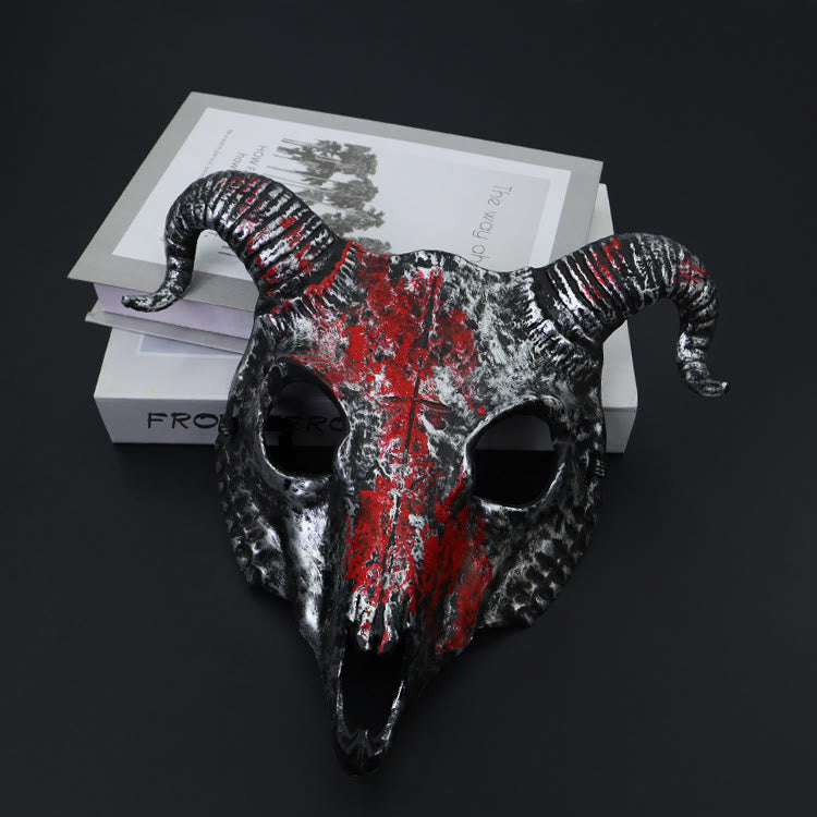 FREE Today: Gothic Goat Skull Head Mask for Cosplay Halloween Decor Prop - Blood-Red - image 8