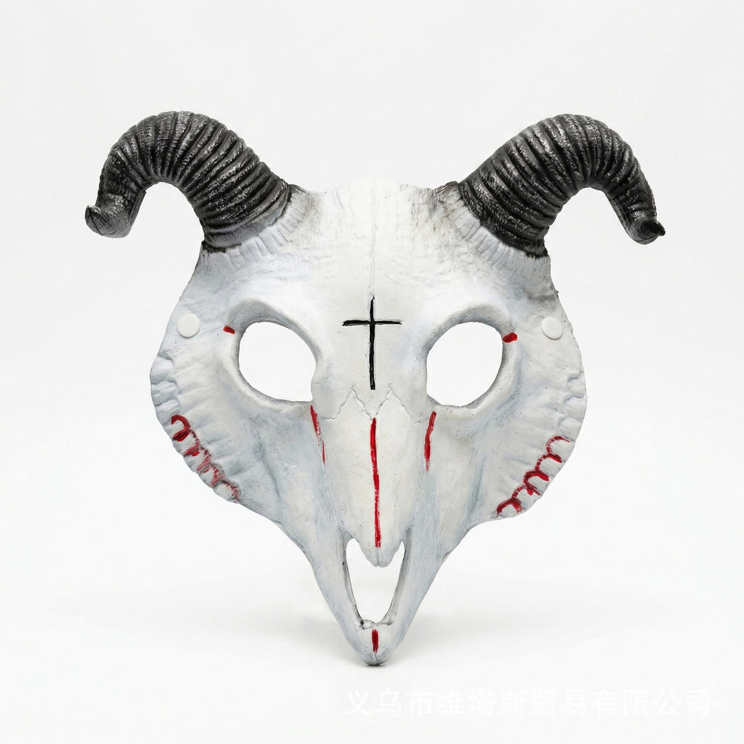 FREE Today: Gothic Goat Skull Head Mask for Cosplay Halloween Decor Prop - White + Red Line - image 11
