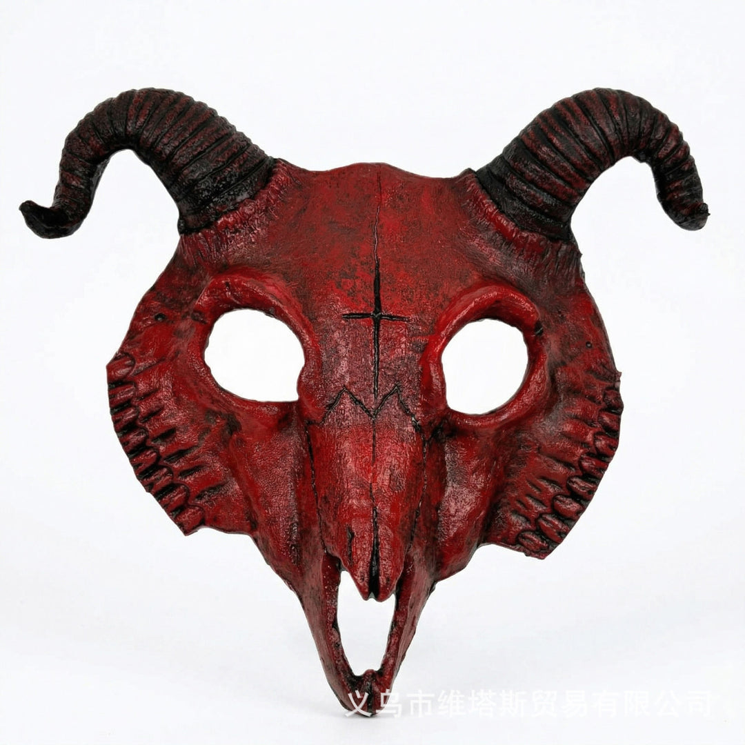 FREE Today: Gothic Goat Skull Head Mask for Cosplay Halloween Decor Prop - Red - image 9