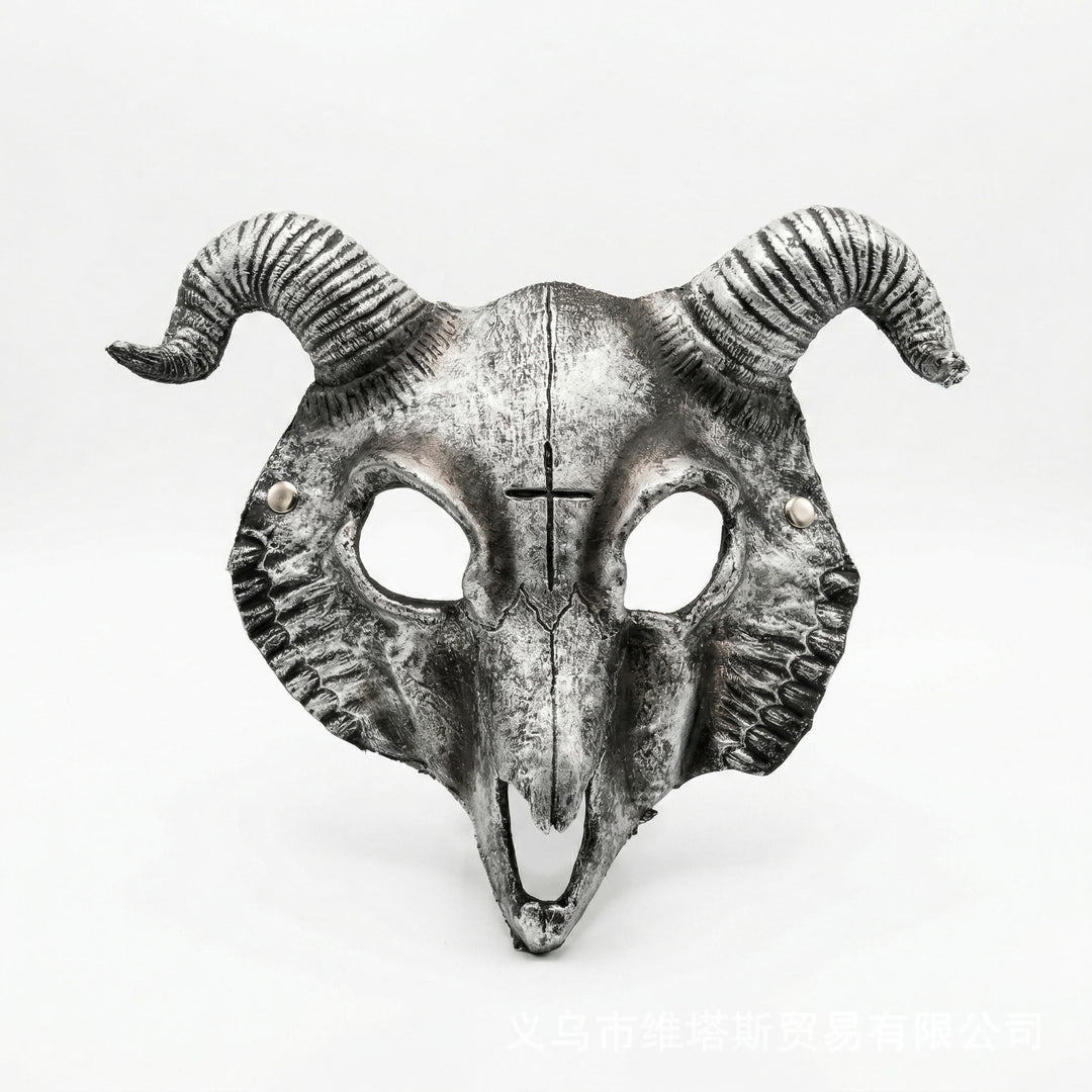 FREE Today: Gothic Goat Skull Head Mask for Cosplay Halloween Decor Prop - Silver Color - image 12