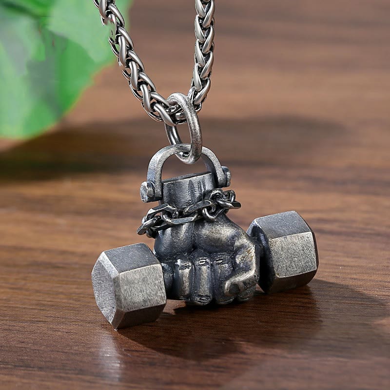 FREE Today: Vintage Gothic Dumbbell Pendant Designed Necklace Gym Fitness Weightlifting Jewelry - image 4