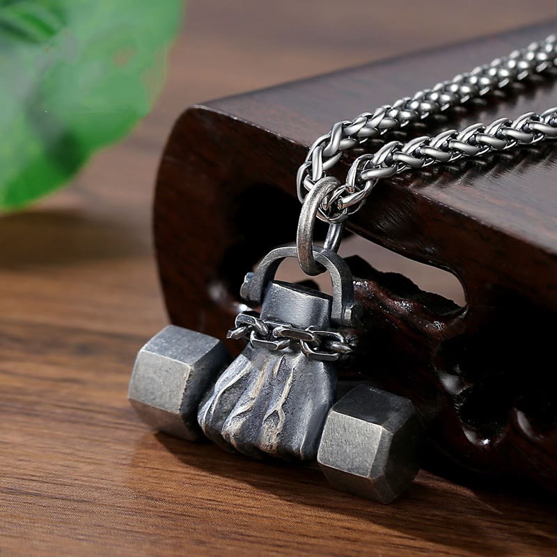 FREE Today: Vintage Gothic Dumbbell Pendant Designed Necklace Gym Fitness Weightlifting Jewelry - Dumbbell - image 0