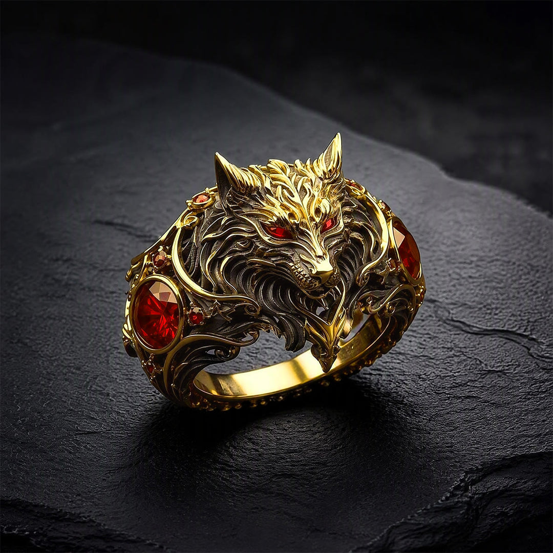 FREE Today: Nordic Viking War Wolf Head Ruby Mens Ring Halloween Jewelry - image 7