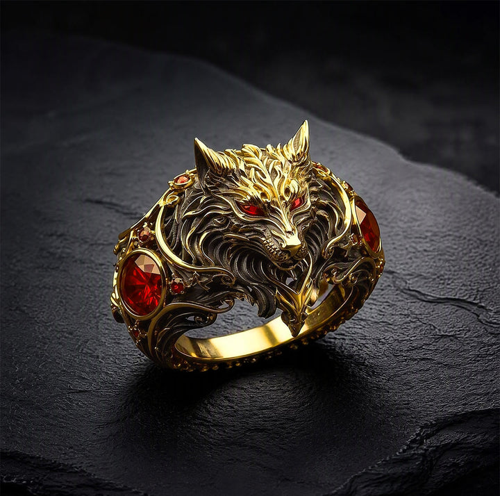 FREE Today: Nordic Viking War Wolf Head Ruby Mens Ring Halloween Jewelry - image 8