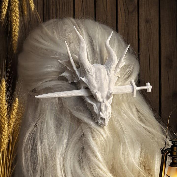 FREE Today: 1Pcs Vintage Viking Dragon Hairpin Punk Skull Hair Clip Gothic Women's Hair Stick - White Dragon Skull (Size: 17cm*12cm*8cm) - image 16