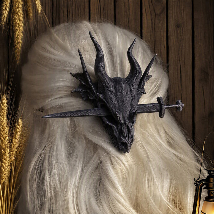 FREE Today: 1Pcs Vintage Viking Dragon Hairpin Punk Skull Hair Clip Gothic Women's Hair Stick - Black Dragon Skull (Size: 17cm*12cm*8cm) - image 20