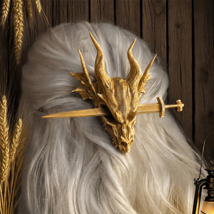 FREE Today: 1Pcs Vintage Viking Dragon Hairpin Punk Skull Hair Clip Gothic Women's Hair Stick - Yellow Dragon Skull (Size: 17cm*12cm*8cm) - image 23