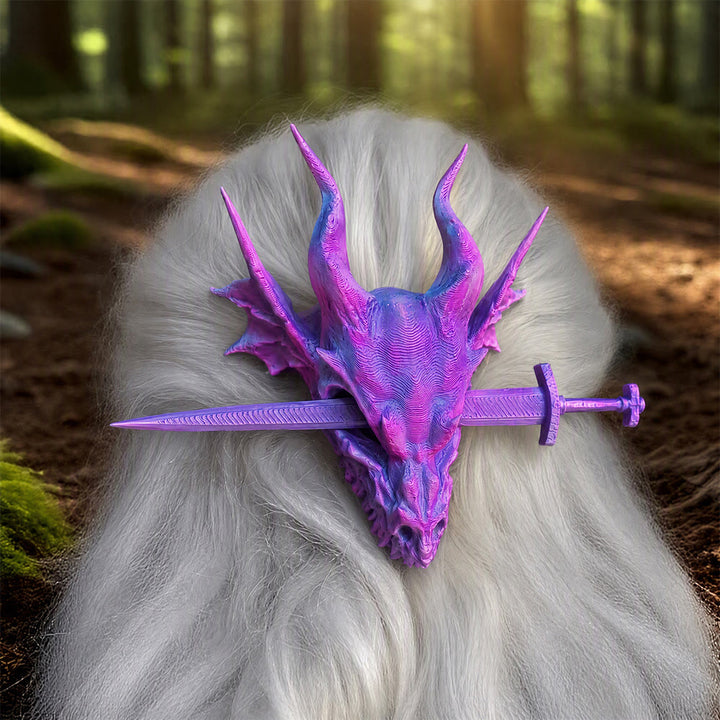 FREE Today: 1Pcs Vintage Viking Dragon Hairpin Punk Skull Hair Clip Gothic Women's Hair Stick - Purple Dragon Skull (Size: 17cm*12cm*8cm) - image 26