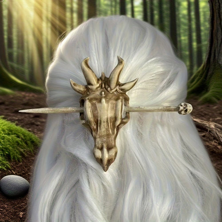 FREE Today: 1Pcs Vintage Viking Dragon Hairpin Punk Skull Hair Clip Gothic Women's Hair Stick - Distressed-finish Dragon Skull (Size: 4.7cm*10cm) - image 31