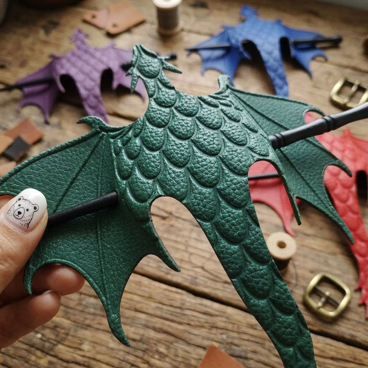 FREE Today: Handmade Tooled Leather Dragon Hair Slide with Wood Stick Viking Thrones Accessory - image 2