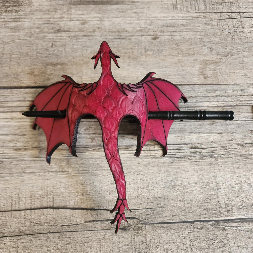 FREE Today: Handmade Tooled Leather Dragon Hair Slide with Wood Stick Viking Thrones Accessory - image 11