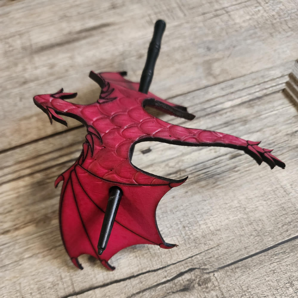 FREE Today: Handmade Tooled Leather Dragon Hair Slide with Wood Stick Viking Thrones Accessory - Red - image 10