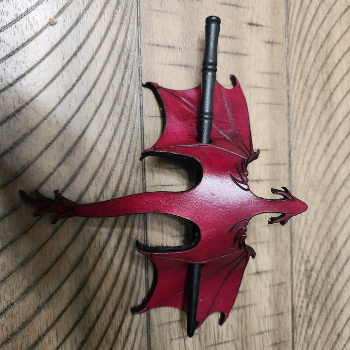 FREE Today: Handmade Tooled Leather Dragon Hair Slide with Wood Stick Viking Thrones Accessory - image 12