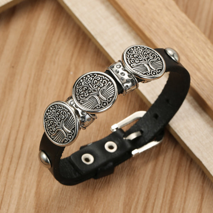 FREE Today: Viking Compass Norse Dragon Medieval Embossed Eco Leather Bracelet Arm Bracers - Triple Tree Medal - image 7