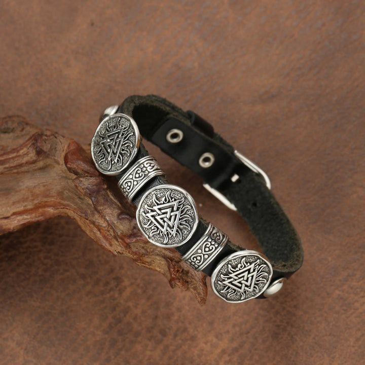 FREE Today: Viking Compass Norse Dragon Medieval Embossed Eco Leather Bracelet Arm Bracers - Brown Triple Medal - image 10