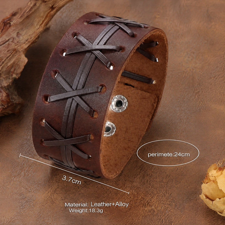 FREE Today: Viking Compass Norse Dragon Medieval Embossed Eco Leather Bracelet Arm Bracers - Cross Stitch Brown - image 14
