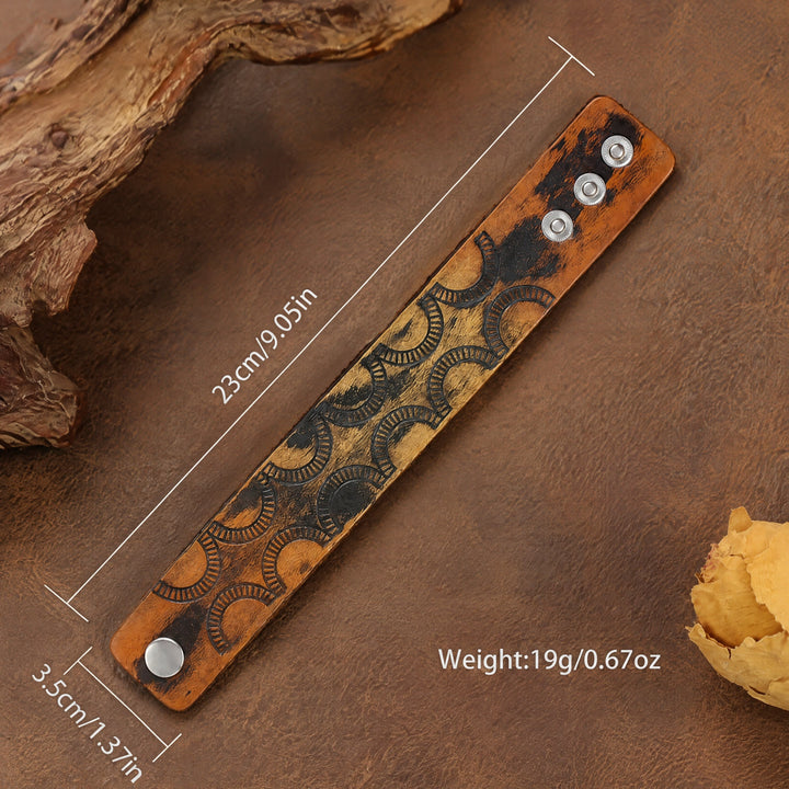 FREE Today: Viking Compass Norse Dragon Medieval Embossed Eco Leather Bracelet Arm Bracers - Leopard Print Leather - image 11