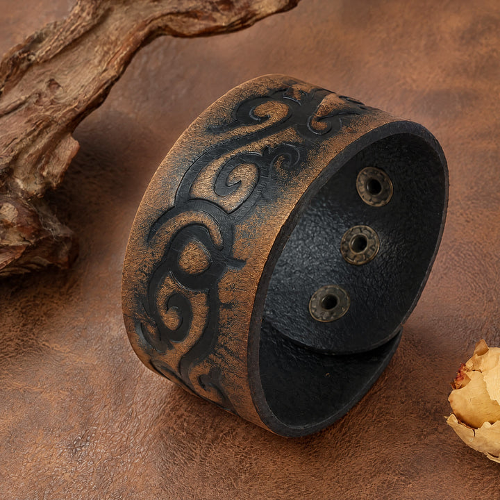 FREE Today: Viking Compass Norse Dragon Medieval Embossed Eco Leather Bracelet Arm Bracers - Celtic Knot Totem - image 3