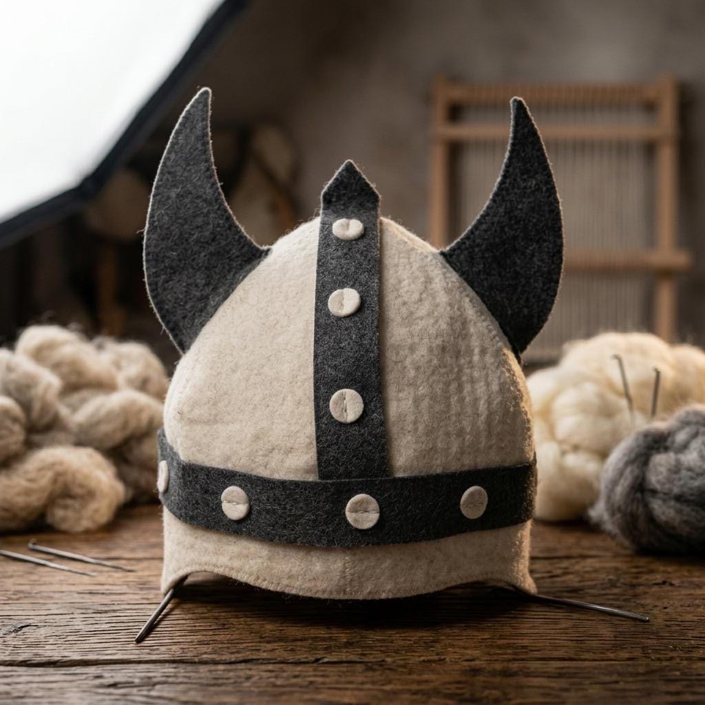 FREE Today: Viking Nordic Sauna Hat Wool Felt Sauna Cap with Horns - Cream White - image 8