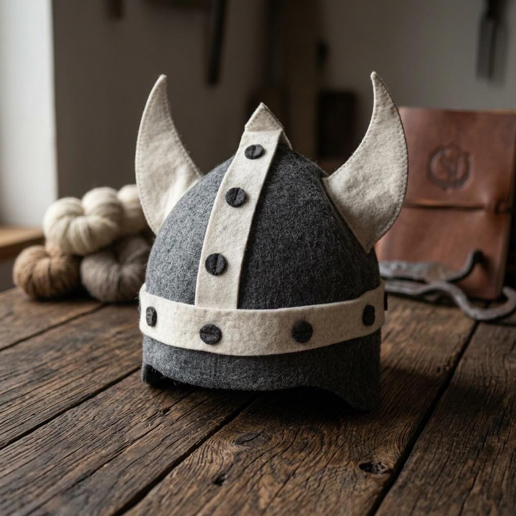 FREE Today: Viking Nordic Sauna Hat Wool Felt Sauna Cap with Horns - image 3