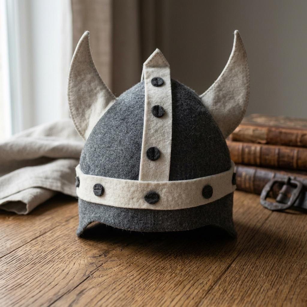 FREE Today: Viking Nordic Sauna Hat Wool Felt Sauna Cap with Horns - Grey - image 0