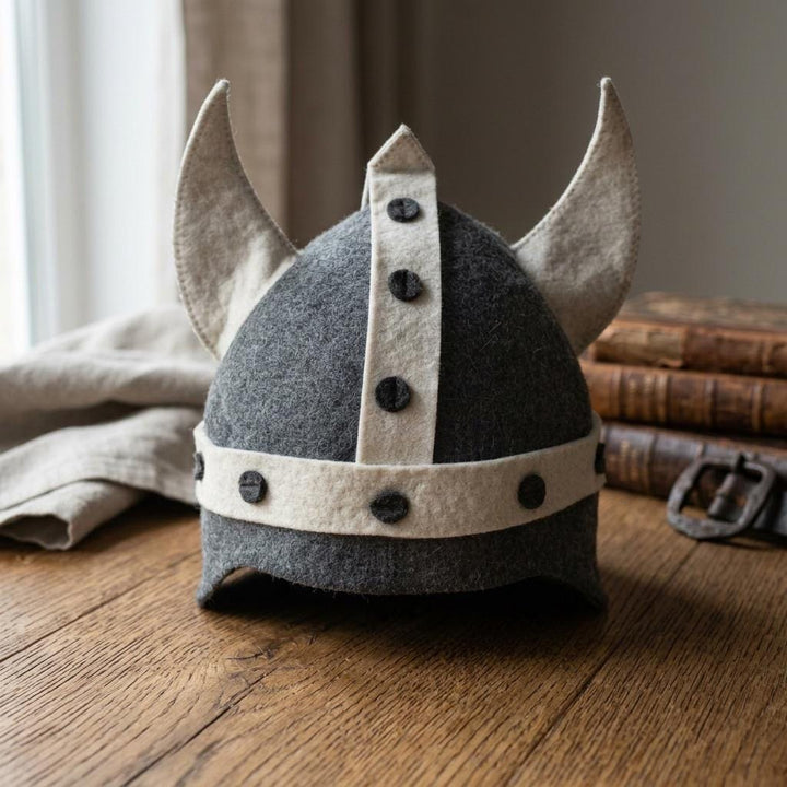 FREE Today: Viking Nordic Sauna Hat Wool Felt Sauna Cap with Horns - Grey - image 0