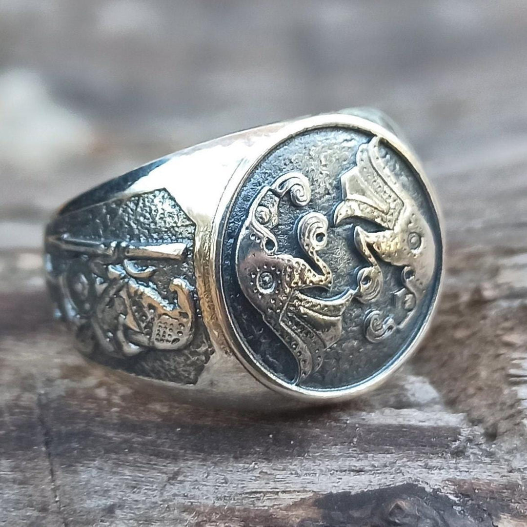 FREE Today: Raven Ring Viking Jewelry Signet for Men Norse Mythology Ancient - image 4