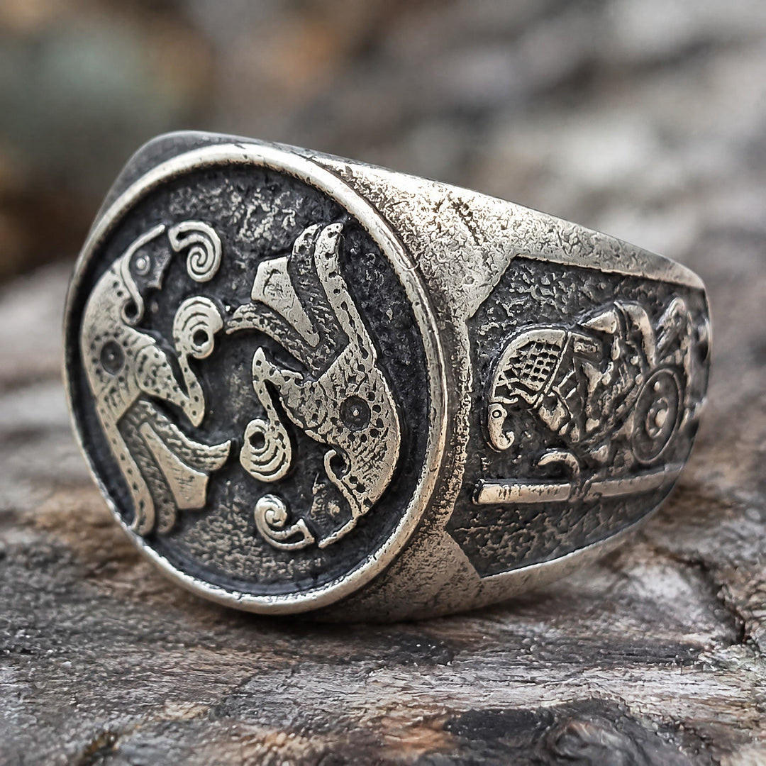 FREE Today: Raven Ring Viking Jewelry Signet for Men Norse Mythology Ancient - Silver - US 10 - image 2