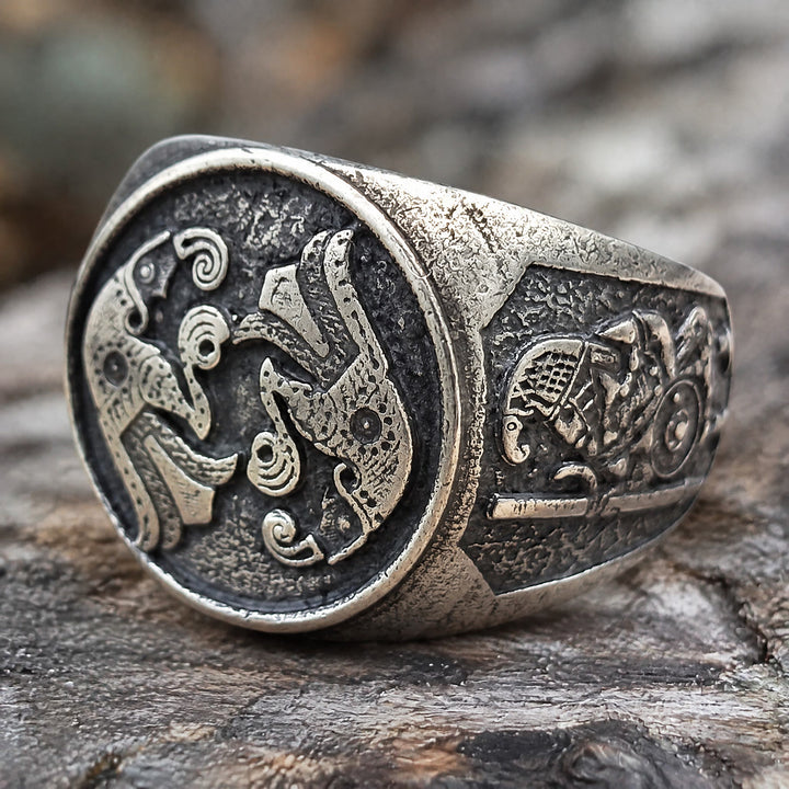 FREE Today: Raven Ring Viking Jewelry Signet for Men Norse Mythology Ancient - Silver - US 10 - image 2