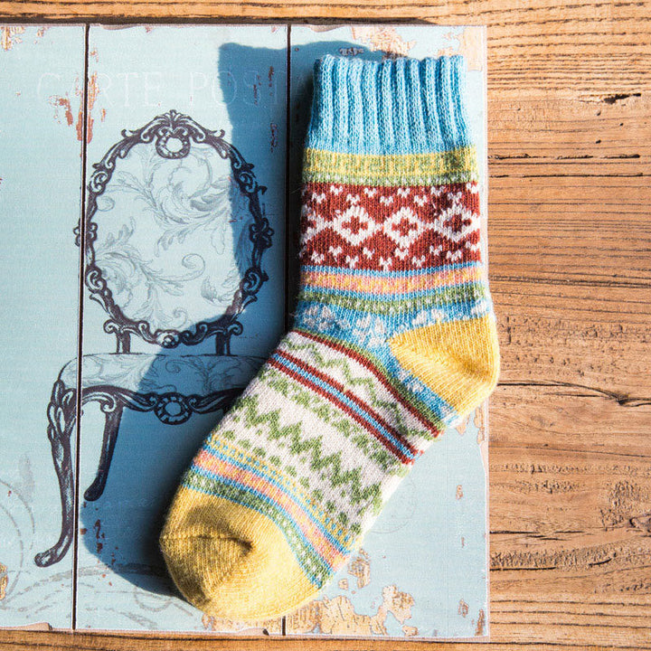 FREE Today: 5 Pairs Socks for Women Winter Thick Warm Wool Socks Cozy Crew Christmas Gift - Blue - 5 Pairs - image 1