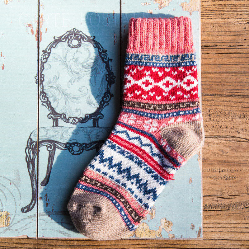 FREE Today: 5 Pairs Socks for Women Winter Thick Warm Wool Socks Cozy Crew Christmas Gift - Pink - 5 Pairs - image 7